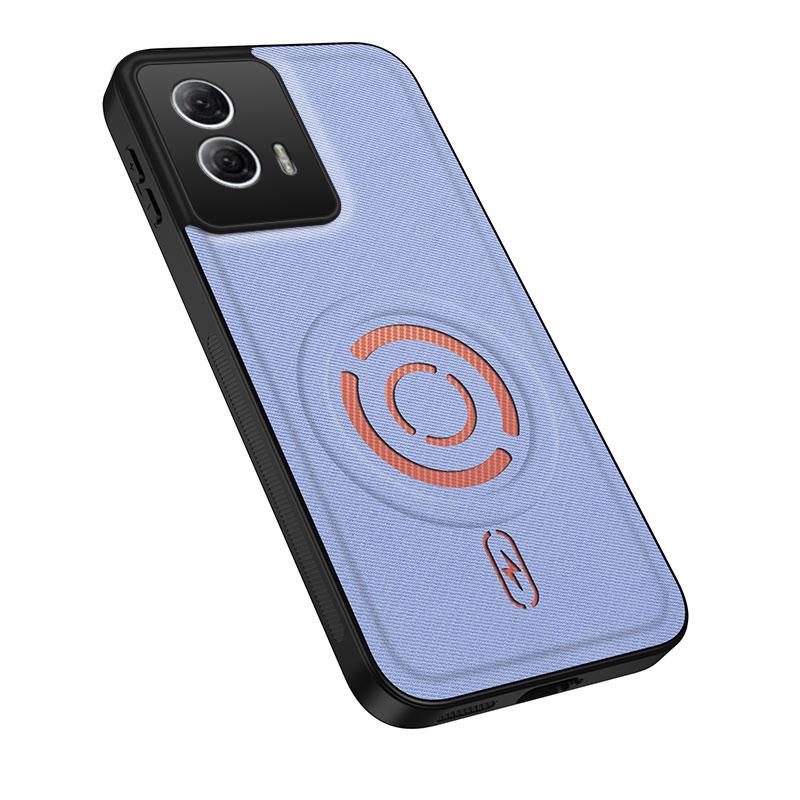 For Motorola Edge 50 Fusion WANLONFENG Tech Fabric Texture Magnetic PC Hybrid TPU Phone Case(Blue)
