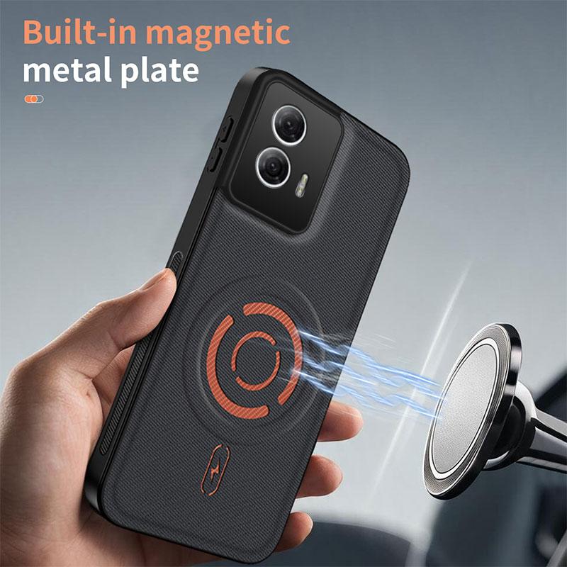 For Motorola Edge 50 Fusion WANLONFENG Tech Fabric Texture Magnetic PC Hybrid TPU Phone Case(Blue)