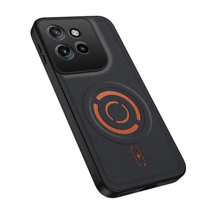 For Motorola Edge 50 Neo WANLONFENG Tech Fabric Texture Magnetic PC Hybrid TPU Phone Case(Black)