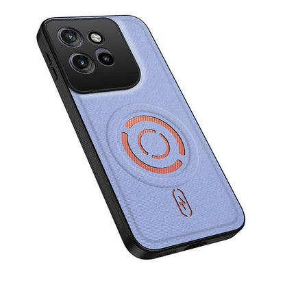 For Motorola Edge 50 Neo WANLONFENG Tech Fabric Texture Magnetic PC Hybrid TPU Phone Case(Blue)
