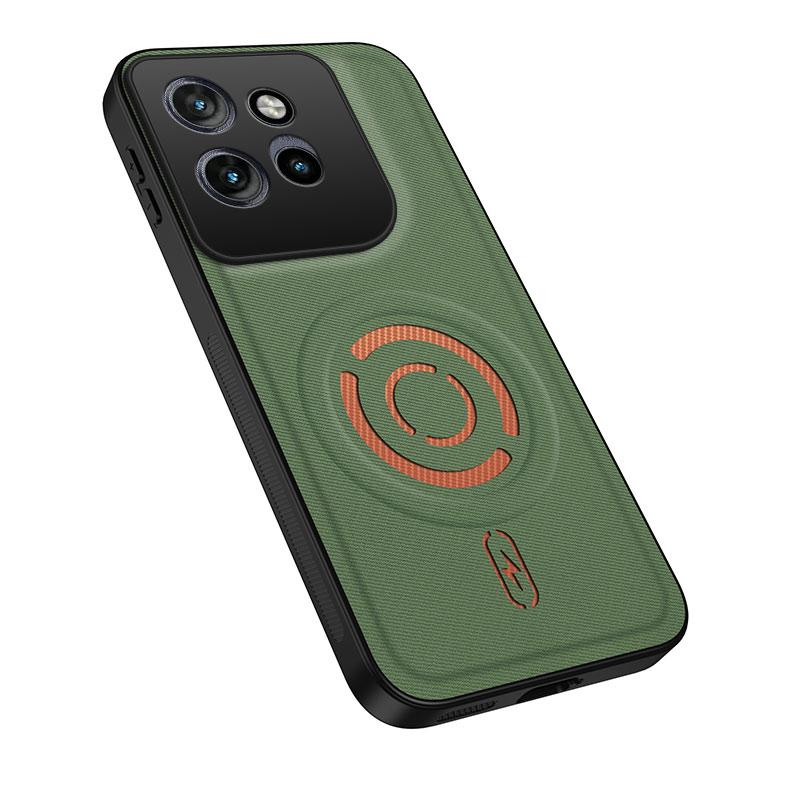 For Motorola Edge 50 Neo WANLONFENG Tech Fabric Texture Magnetic PC Hybrid TPU Phone Case(Green)
