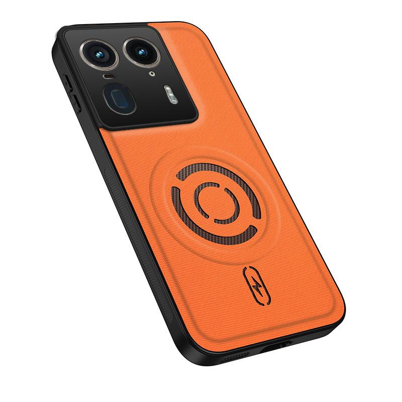 For Motorola Edge 50 Ultra WANLONFENG Tech Fabric Texture Magnetic PC Hybrid TPU Phone Case(Orange)