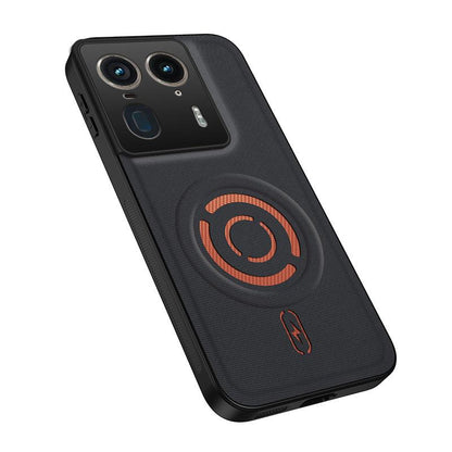 For Motorola Edge 50 Ultra WANLONFENG Tech Fabric Texture Magnetic PC Hybrid TPU Phone Case(Black)