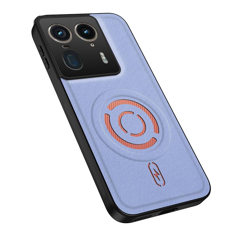 For Motorola Edge 50 Ultra WANLONFENG Tech Fabric Texture Magnetic PC Hybrid TPU Phone Case(Blue)
