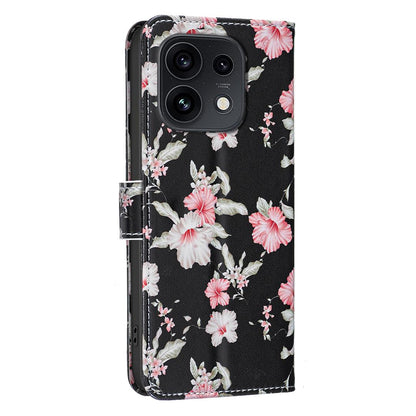 For OPPO Reno16 F 5G/Reno16 FS 5G BF42 Color Painting Leather Phone Case - Red Flower - EDA009926801B