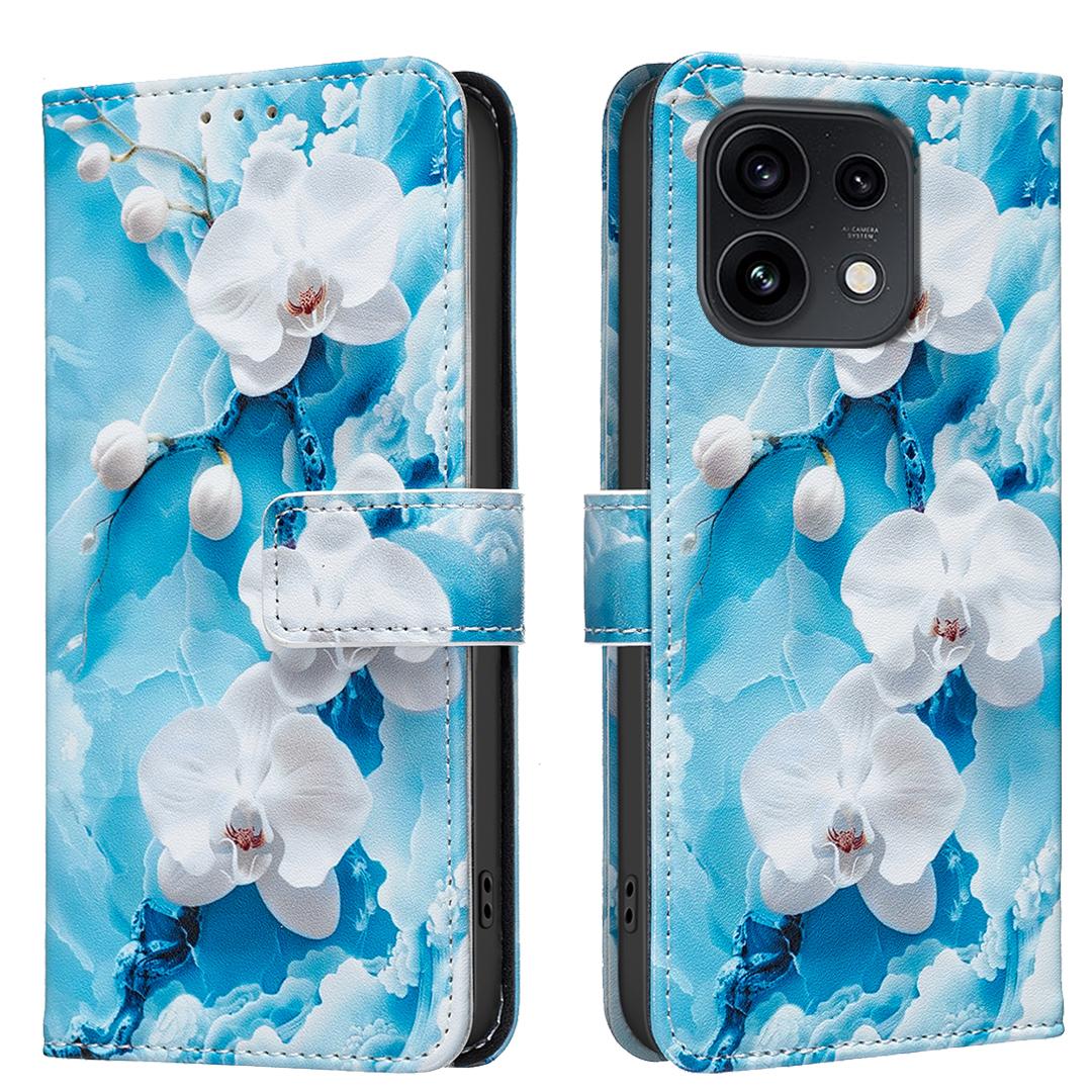 For OPPO Reno16 F 5G/Reno16 FS 5G BF42 Color Painting Leather Phone Case - Blue Flower - EDA009926801C