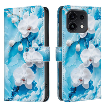 For OPPO Reno16 F 5G/Reno16 FS 5G BF42 Color Painting Leather Phone Case - Blue Flower - EDA009926801C