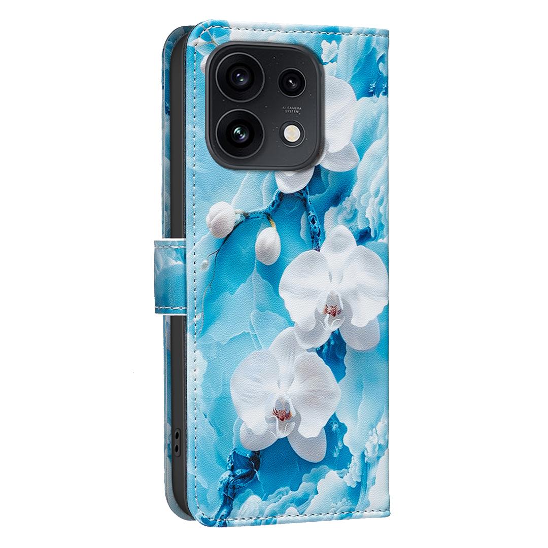 For OPPO Reno16 F 5G/Reno16 FS 5G BF42 Color Painting Leather Phone Case - Blue Flower - EDA009926801C