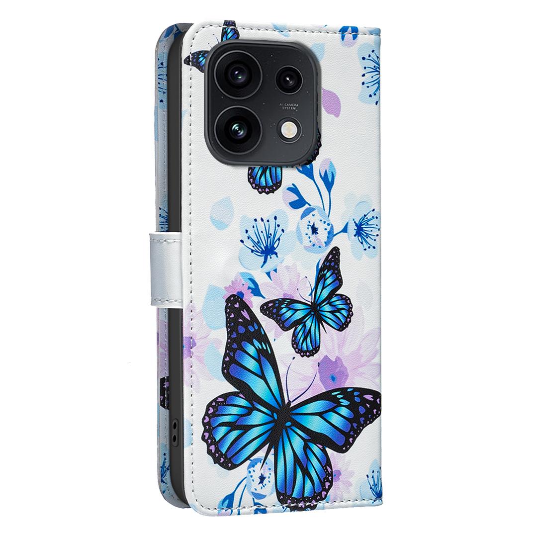 For OPPO Reno16 F 5G/Reno16 FS 5G BF42 Color Painting Leather Phone Case - Blue Butterfly - EDA009926801H