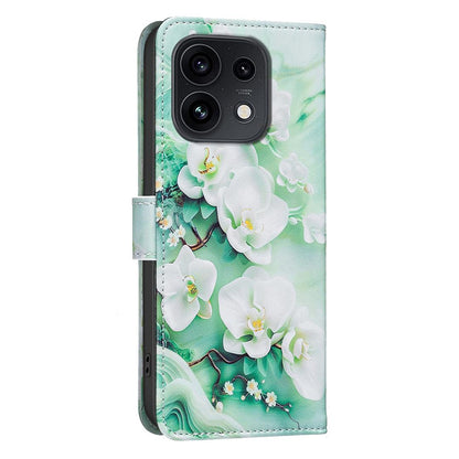 For OPPO Reno16/Reno16 Pro 5G Global BF42 Color Painting Leather Phone Case - Pink Flower - EDA009926802A