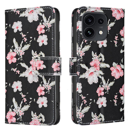 For OPPO Reno16/Reno16 Pro 5G Global BF42 Color Painting Leather Phone Case - Red Flower - EDA009926802B