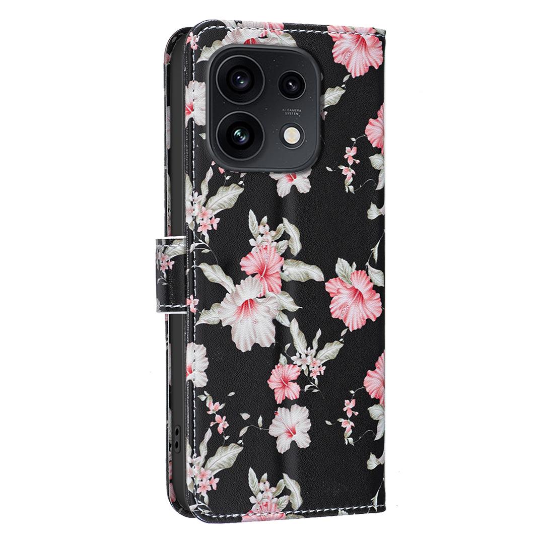 For OPPO Reno16/Reno16 Pro 5G Global BF42 Color Painting Leather Phone Case - Red Flower - EDA009926802B