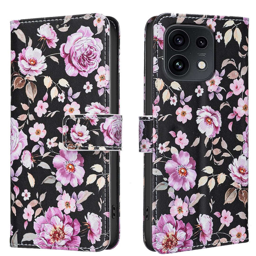 For OPPO Reno16/Reno16 Pro 5G Global BF42 Color Painting Leather Phone Case - Rose - EDA009926802E