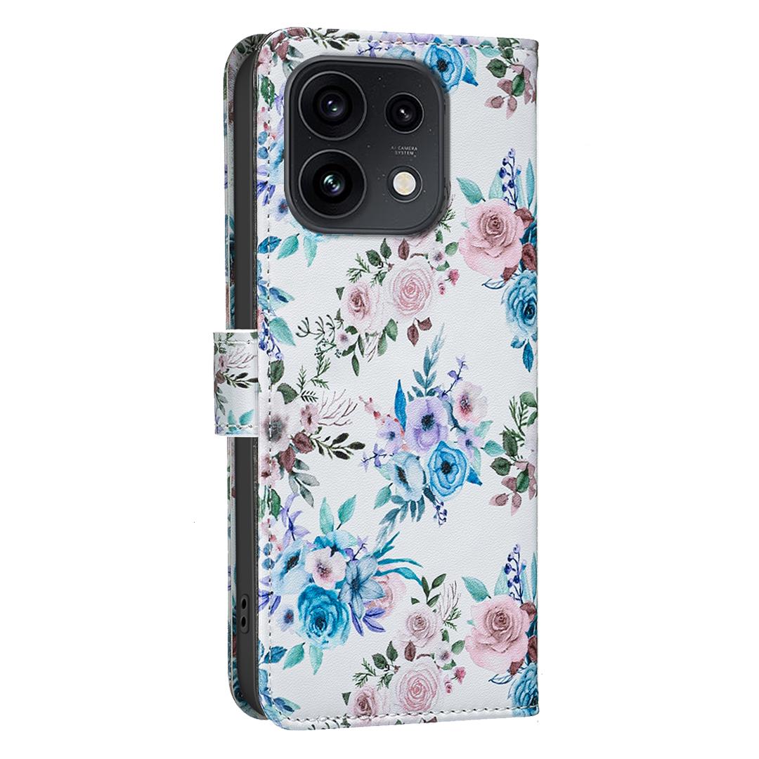 For OPPO Reno16/Reno16 Pro 5G Global BF42 Color Painting Leather Phone Case - Floral - EDA009926802F
