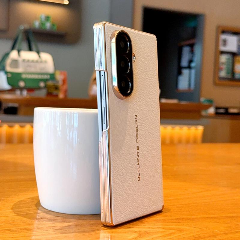 For Galaxy Z Fold8 Ultra 5G Electroplate Dual-Hinge Litchi Texture Phone Case - White - EDA009927202A