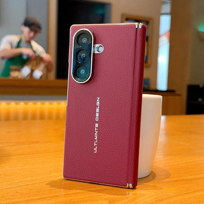 For Galaxy Z Fold8 Ultra 5G Electroplate Dual-Hinge Litchi Texture Phone Case - Red - EDA009927202C