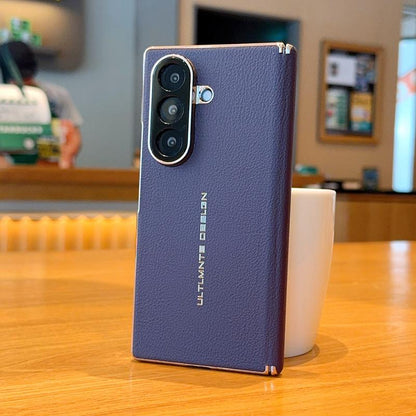 For Galaxy Z Fold8 Ultra 5G Electroplate Dual-Hinge Litchi Texture Phone Case - Purple - EDA009927202D