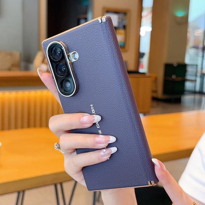 For Galaxy Z Fold8 Ultra 5G Electroplate Dual-Hinge Litchi Texture Phone Case - Purple - EDA009927202D