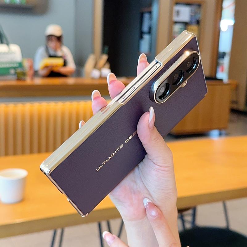 For Galaxy Z Fold8 Ultra 5G Electroplate Dual-Hinge Litchi Texture Phone Case - Purple - EDA009927202D