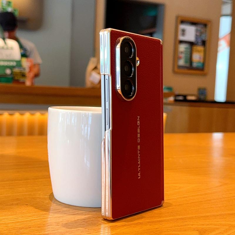 For Galaxy Z Fold7 / W26 Electroplate Dual-Hinge Litchi Texture Phone Case - Red - EDA009927203C