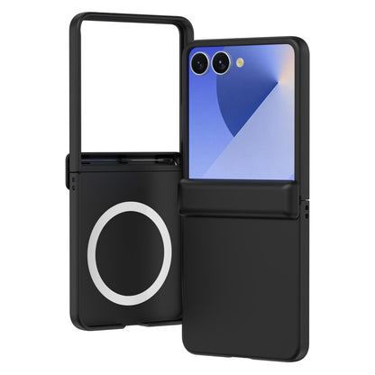 For Galaxy Z Flip8 5G Skin Feel Hinge Magnetic Ring Phone Case - Black - EDA009928701A
