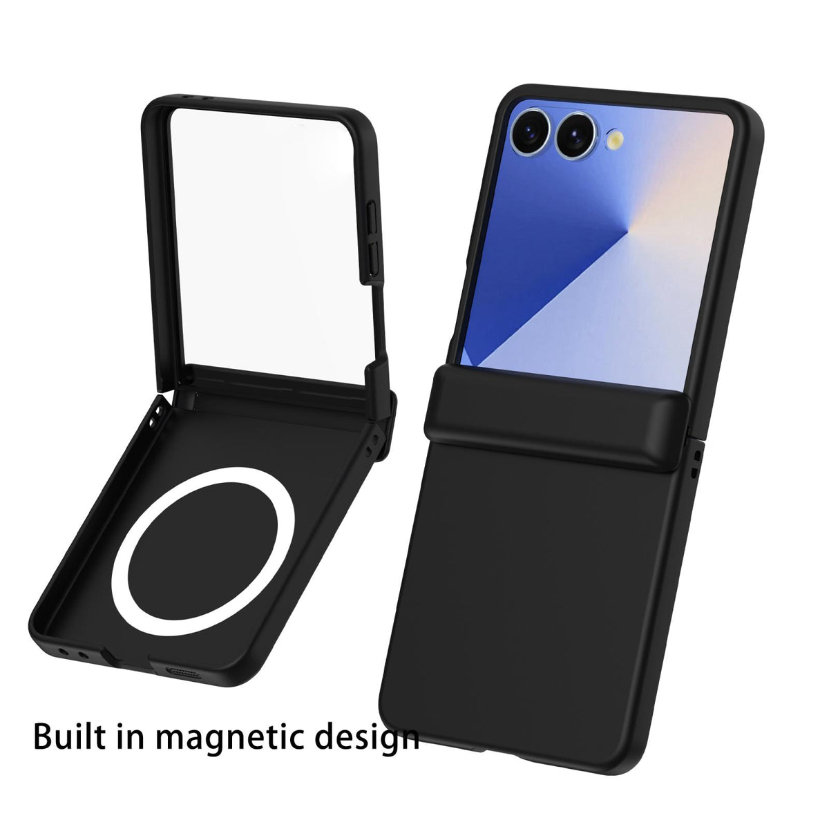 For Galaxy Z Flip8 5G Skin Feel Hinge Magnetic Ring Phone Case - Black - EDA009928701A
