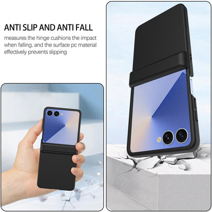 For Galaxy Z Flip8 5G Skin Feel Hinge Magnetic Ring Phone Case - Black - EDA009928701A