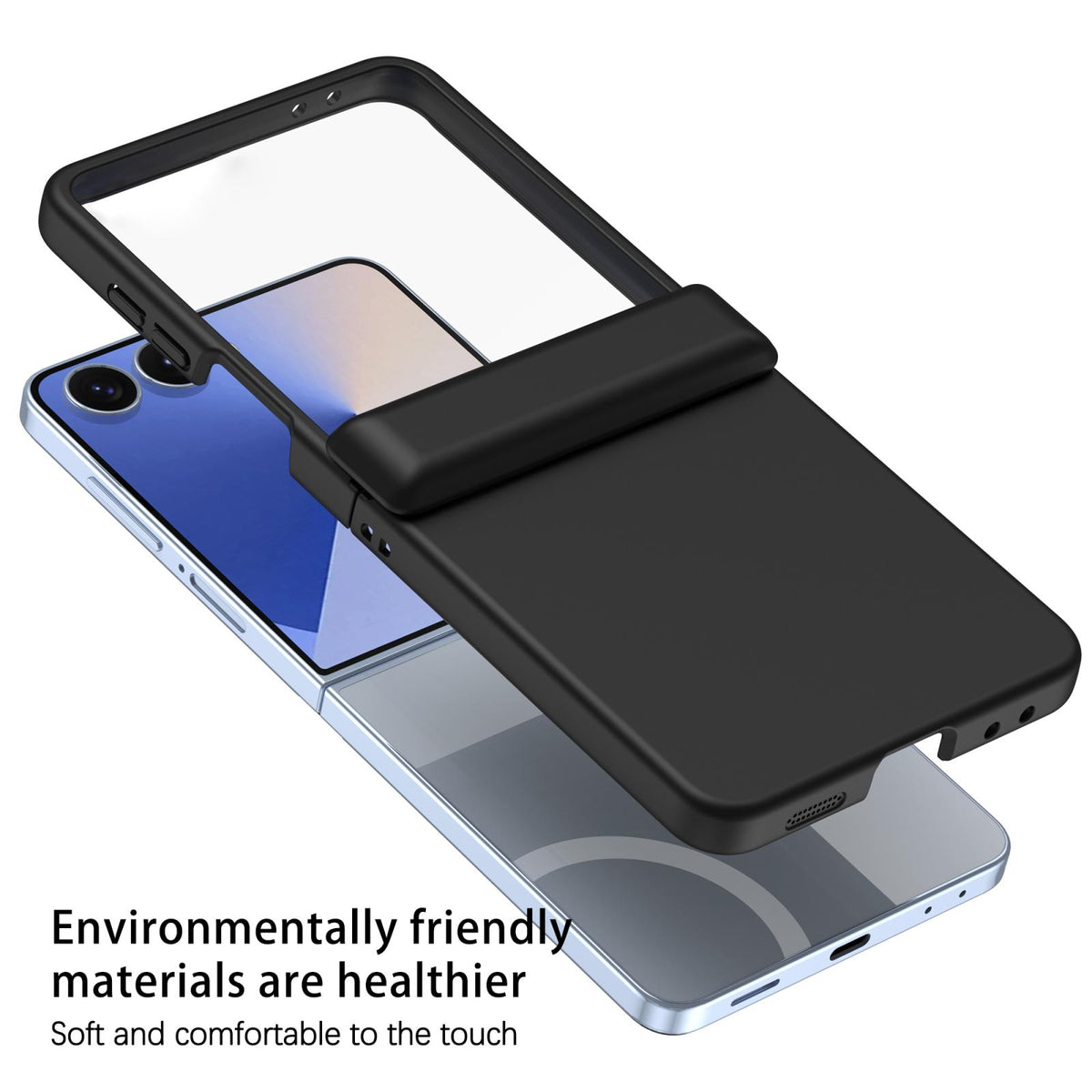 For Galaxy Z Flip8 5G Skin Feel Hinge Magnetic Ring Phone Case - Black - EDA009928701A
