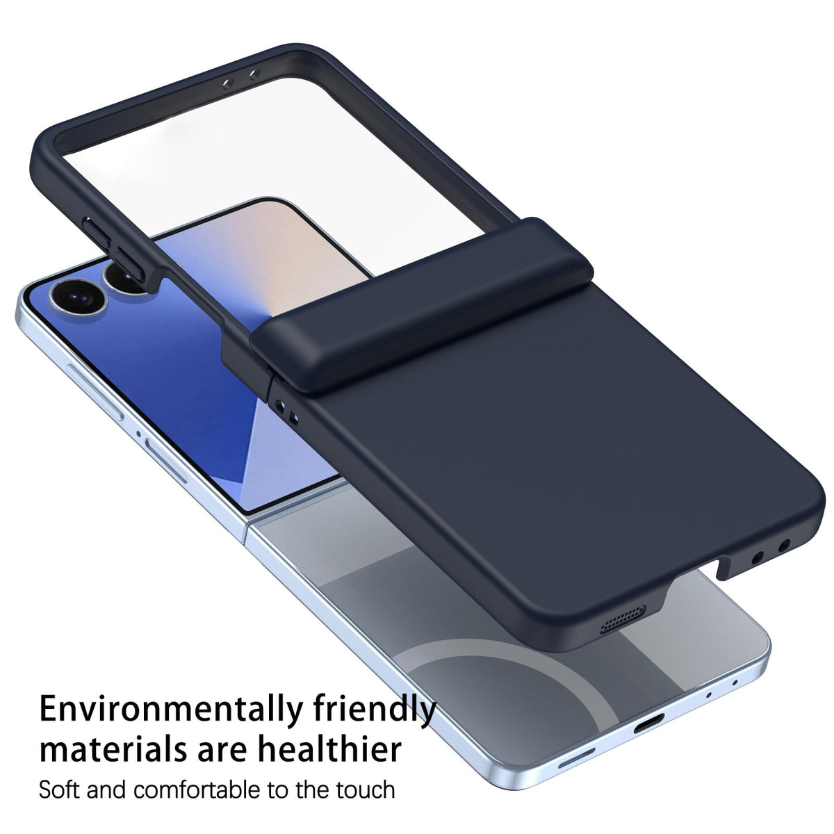 For Galaxy Z Flip8 5G Skin Feel Hinge Magnetic Ring Phone Case - Dark Blue - EDA009928701B