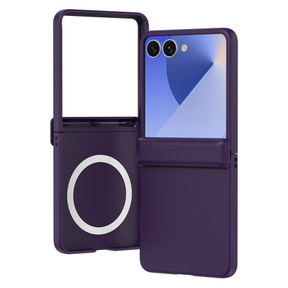 For Galaxy Z Flip8 5G Skin Feel Hinge Magnetic Ring Phone Case - Dark Purple - EDA009928701C