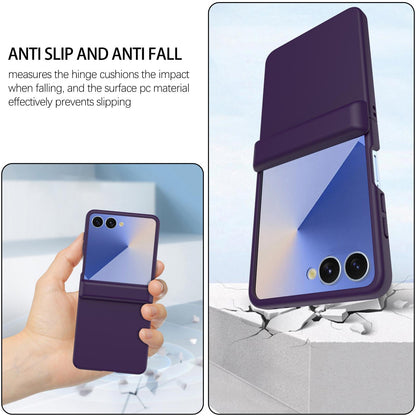 For Galaxy Z Flip8 5G Skin Feel Hinge Magnetic Ring Phone Case - Dark Purple - EDA009928701C