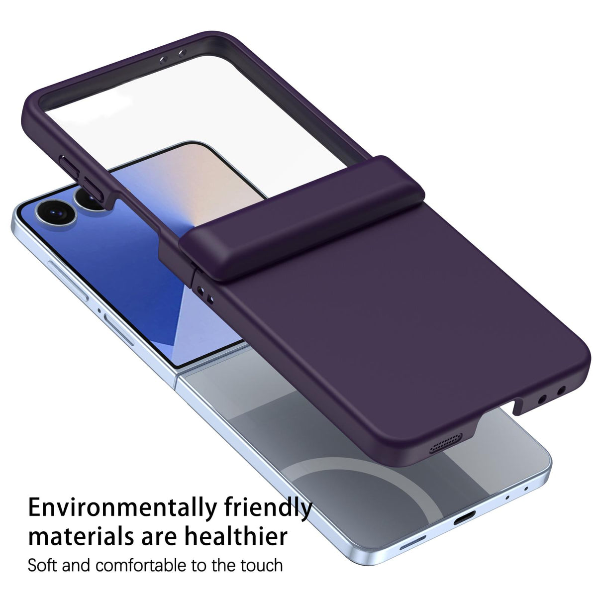 For Galaxy Z Flip8 5G Skin Feel Hinge Magnetic Ring Phone Case - Dark Purple - EDA009928701C