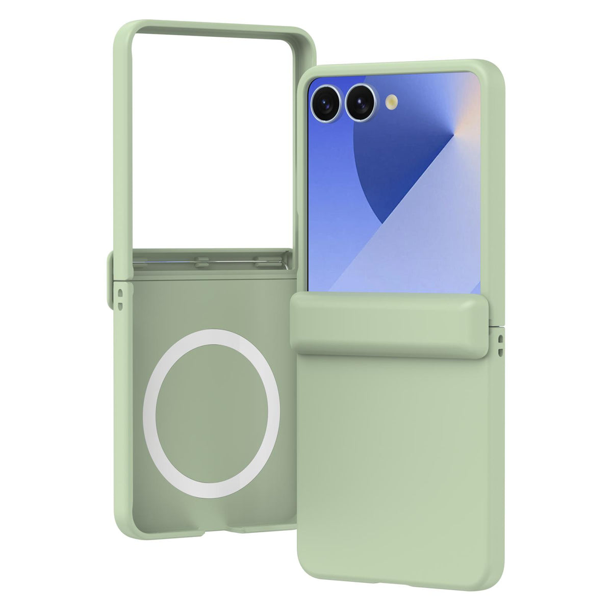 For Galaxy Z Flip8 5G Skin Feel Hinge Magnetic Ring Phone Case - Light Green - EDA009928701D