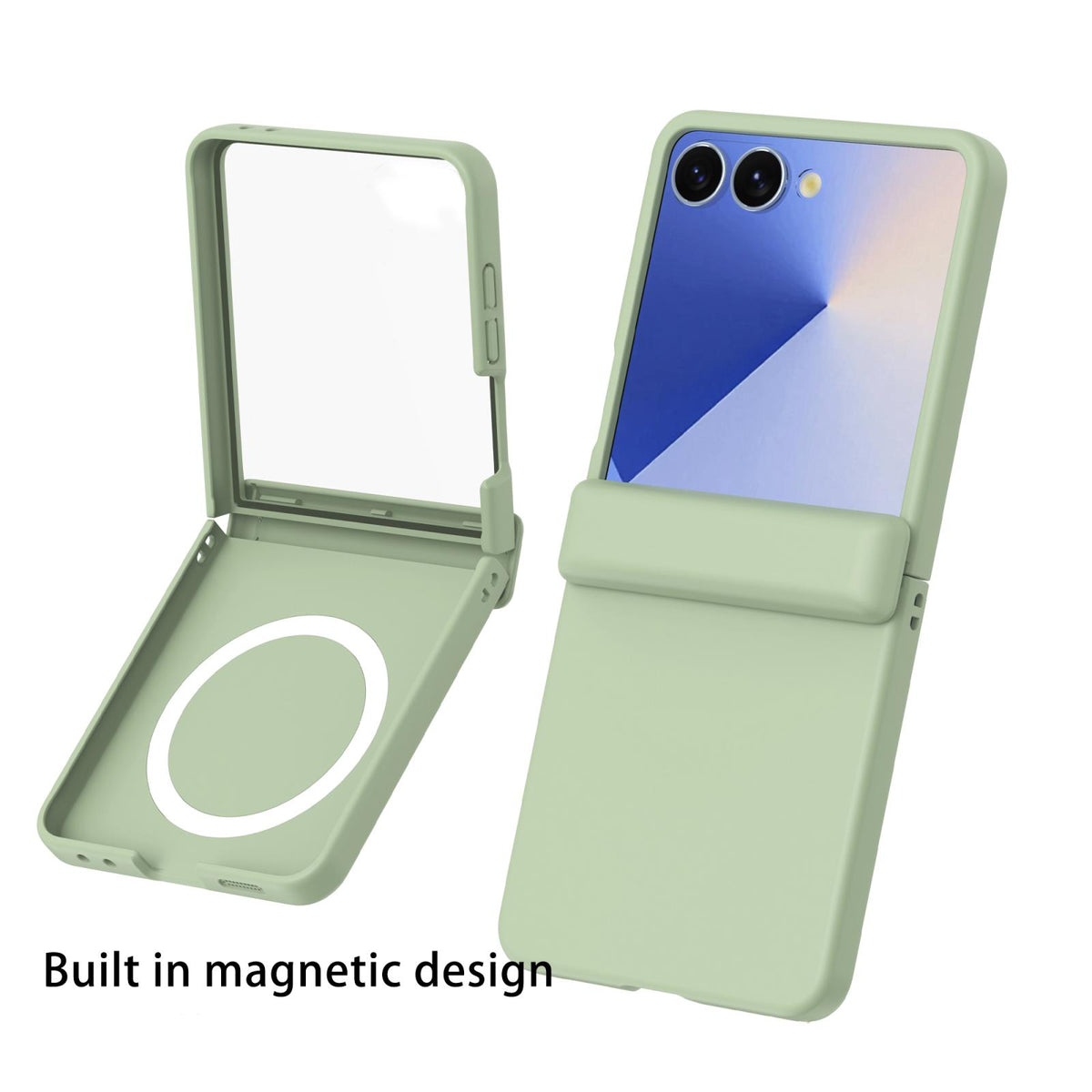 For Galaxy Z Flip8 5G Skin Feel Hinge Magnetic Ring Phone Case - Light Green - EDA009928701D
