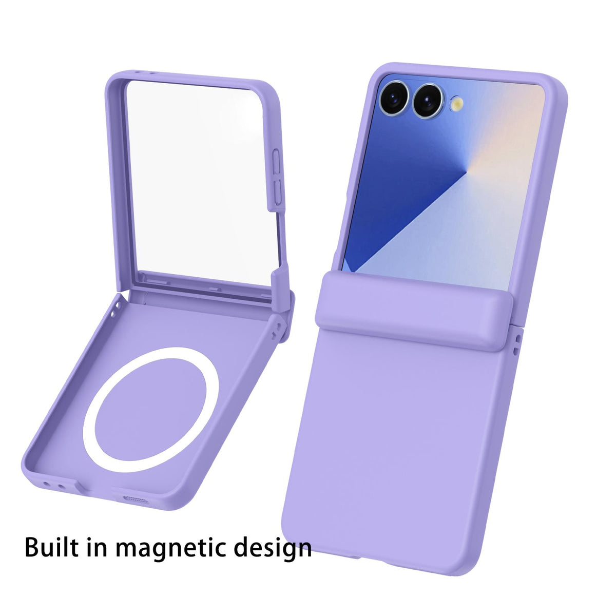 For Galaxy Z Flip8 5G Skin Feel Hinge Magnetic Ring Phone Case - Purple - EDA009928701E