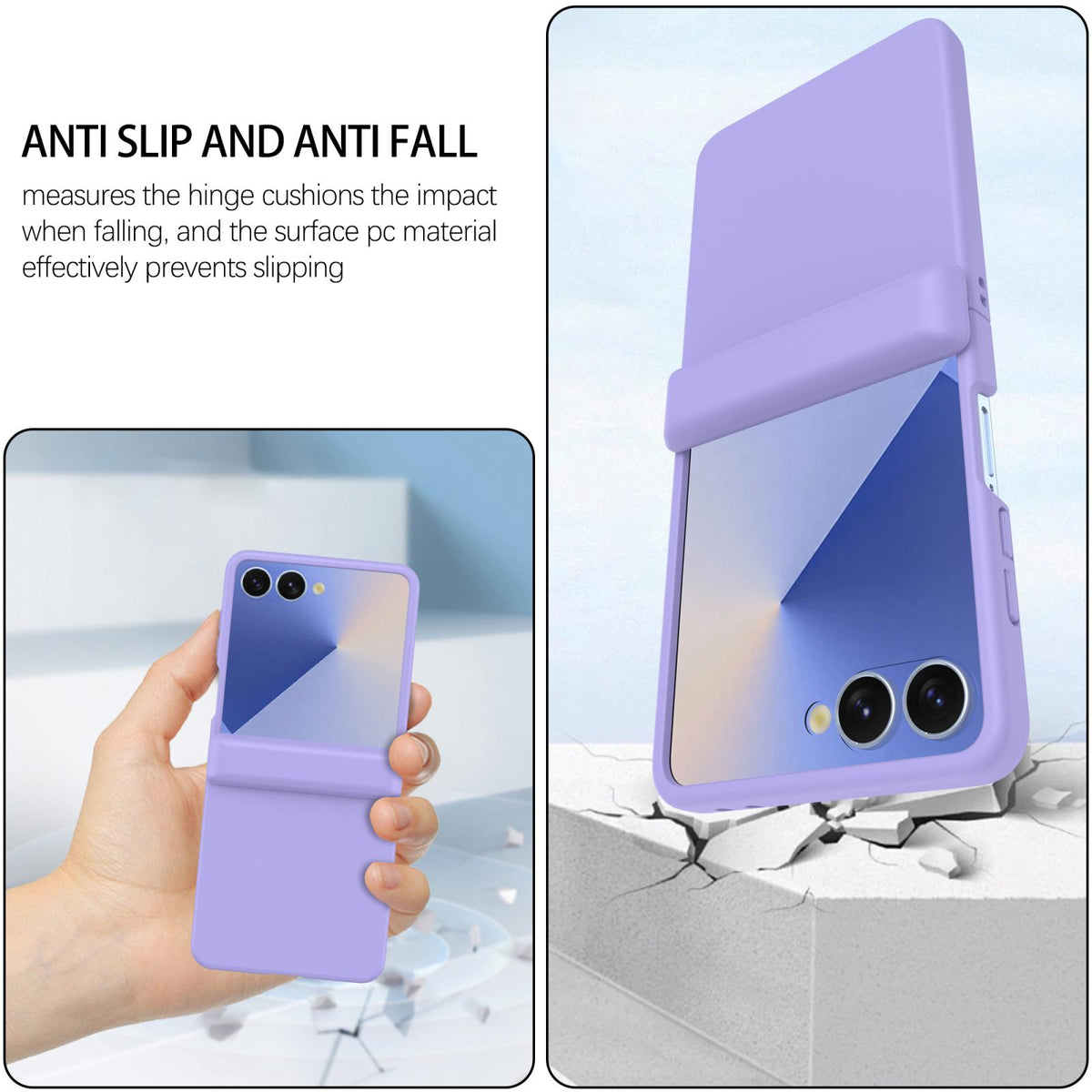 For Galaxy Z Flip8 5G Skin Feel Hinge Magnetic Ring Phone Case - Purple - EDA009928701E