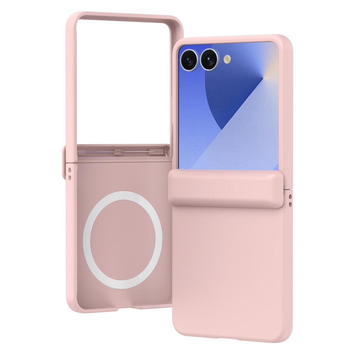 For Galaxy Z Flip8 5G Skin Feel Hinge Magnetic Ring Phone Case - Pink - EDA009928701F