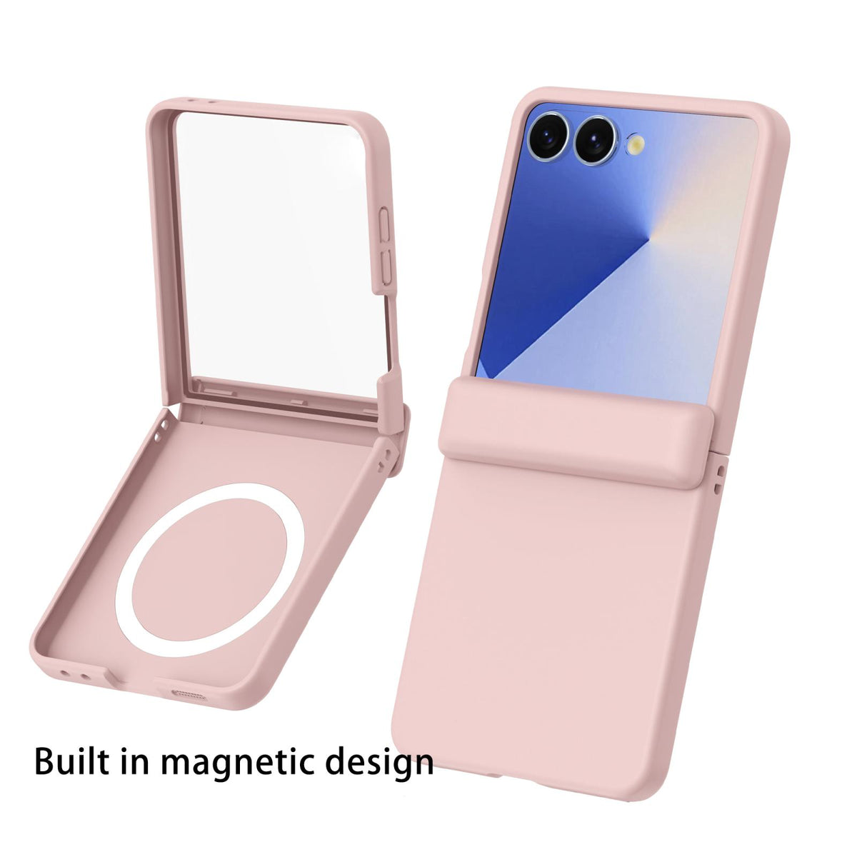 For Galaxy Z Flip8 5G Skin Feel Hinge Magnetic Ring Phone Case - Pink - EDA009928701F