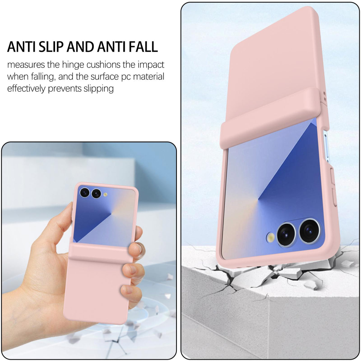 For Galaxy Z Flip8 5G Skin Feel Hinge Magnetic Ring Phone Case - Pink - EDA009928701F