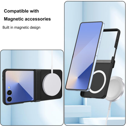 For Galaxy Z Flip7 5G Skin Feel Hinge Magnetic Ring Phone Case - Black - EDA009928702A