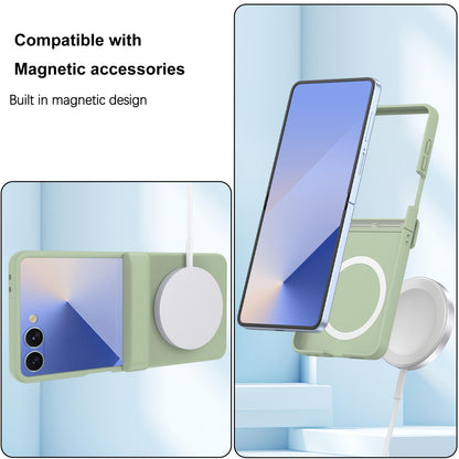 For Galaxy Z Flip7 5G Skin Feel Hinge Magnetic Ring Phone Case - Light Green - EDA009928702D