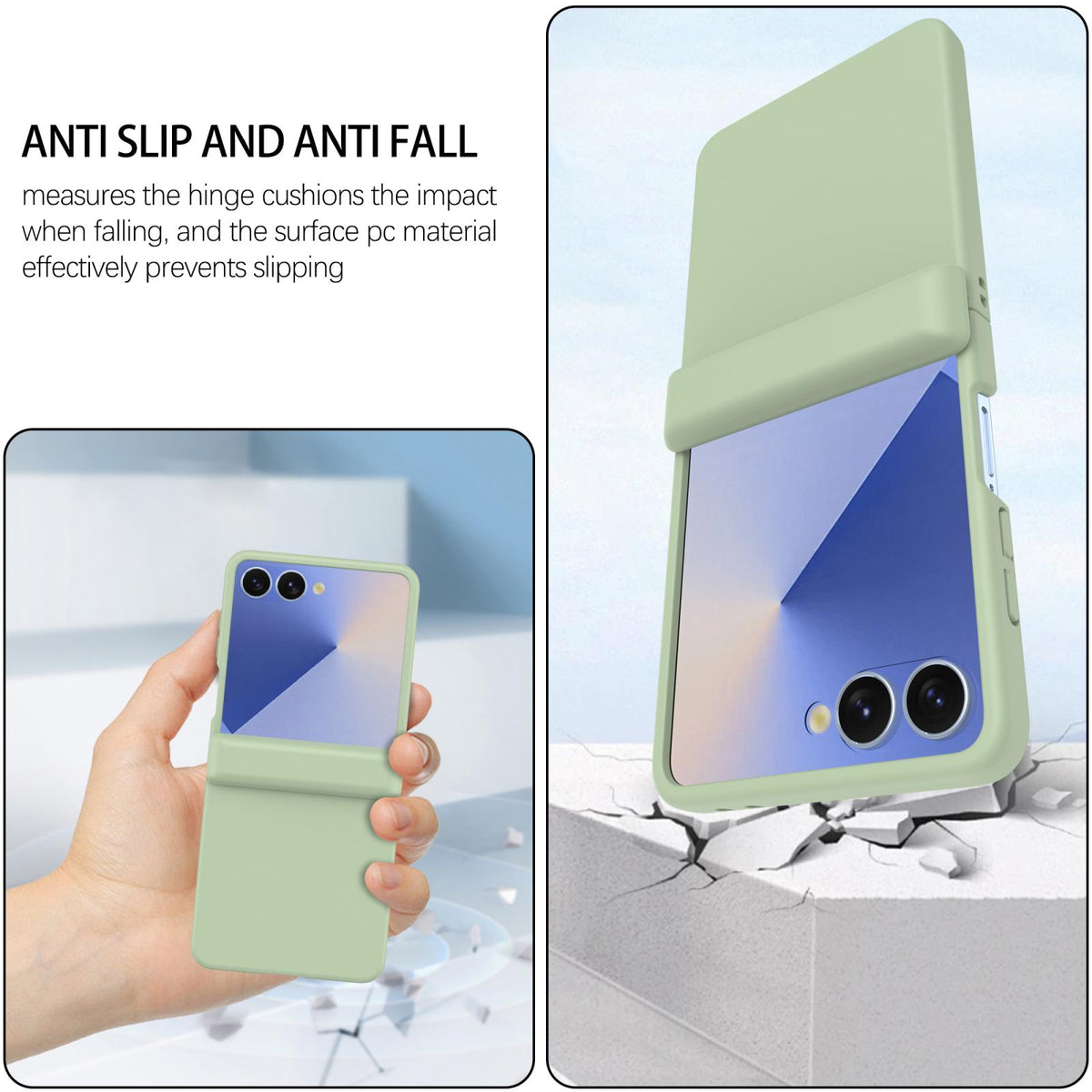 For Galaxy Z Flip7 5G Skin Feel Hinge Magnetic Ring Phone Case - Light Green - EDA009928702D