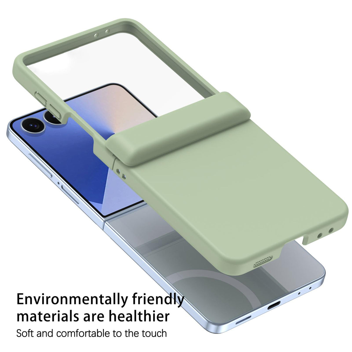 For Galaxy Z Flip7 5G Skin Feel Hinge Magnetic Ring Phone Case - Light Green - EDA009928702D