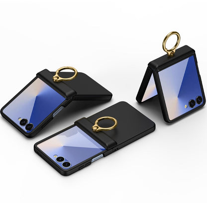 For Galaxy Z Flip8 5G Skin Feel PC Hinge Ring Holder Phone Case - Black - EDA009928801A