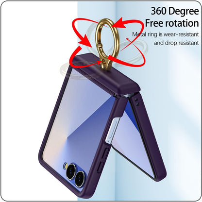 For Galaxy Z Flip8 5G Skin Feel PC Hinge Ring Holder Phone Case - Dark Purple - EDA009928801C
