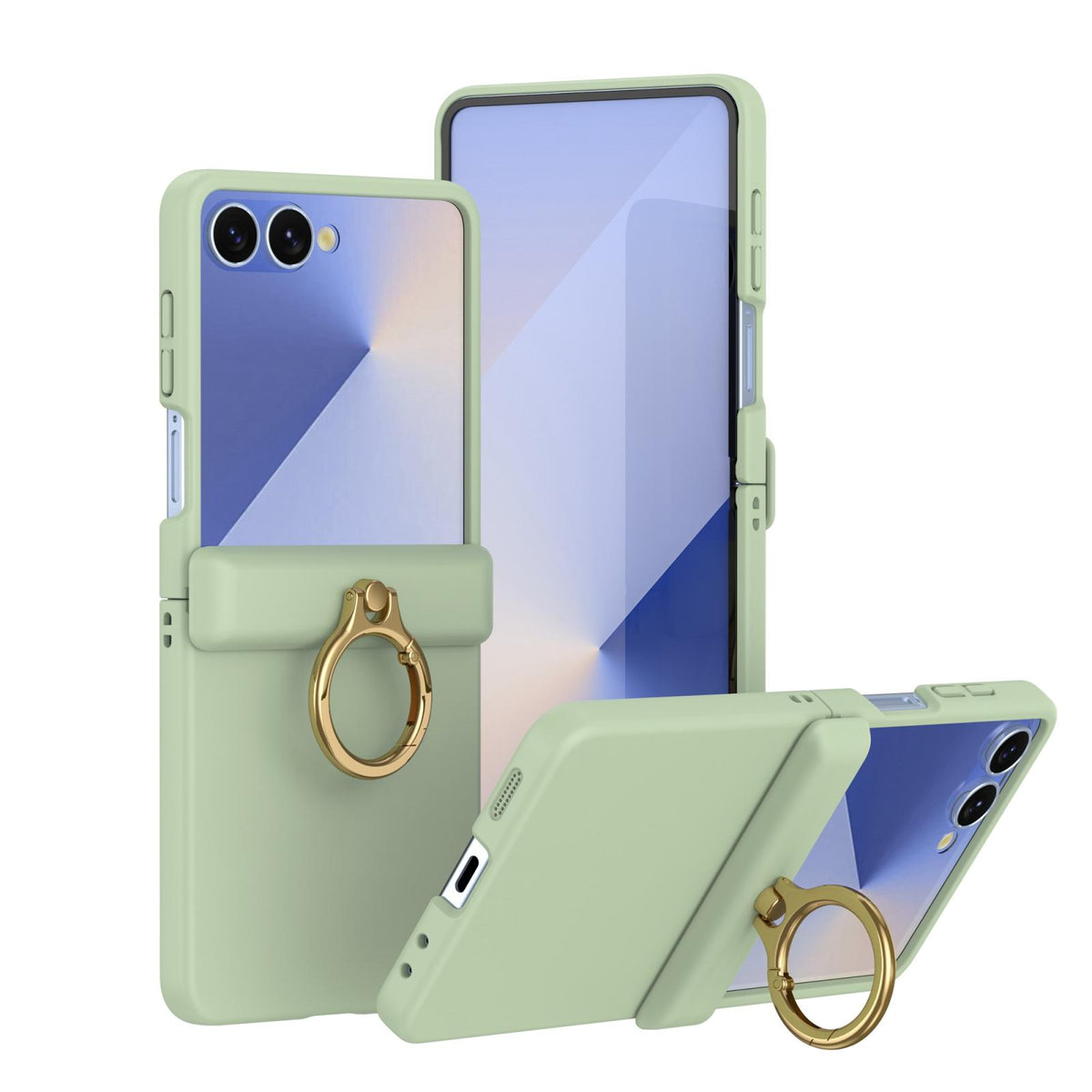 For Galaxy Z Flip8 5G Skin Feel PC Hinge Ring Holder Phone Case - Light Green - EDA009928801D