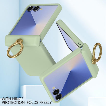 For Galaxy Z Flip8 5G Skin Feel PC Hinge Ring Holder Phone Case - Light Green - EDA009928801D