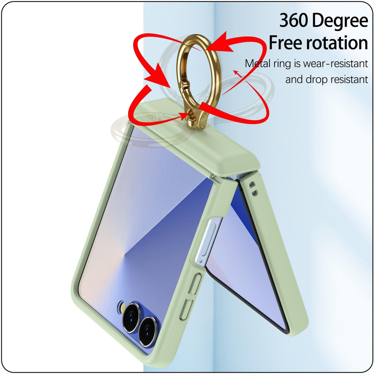 For Galaxy Z Flip8 5G Skin Feel PC Hinge Ring Holder Phone Case - Light Green - EDA009928801D