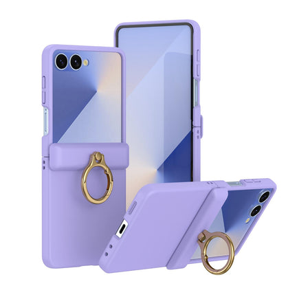 For Galaxy Z Flip8 5G Skin Feel PC Hinge Ring Holder Phone Case - Purple - EDA009928801E