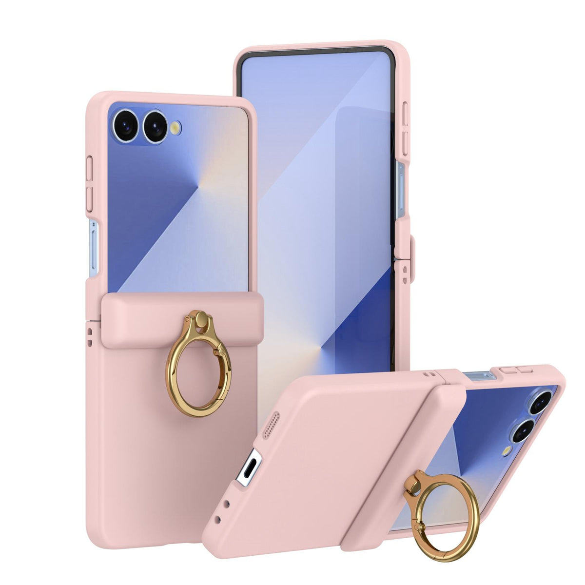 For Galaxy Z Flip8 5G Skin Feel PC Hinge Ring Holder Phone Case - Pink - EDA009928801F